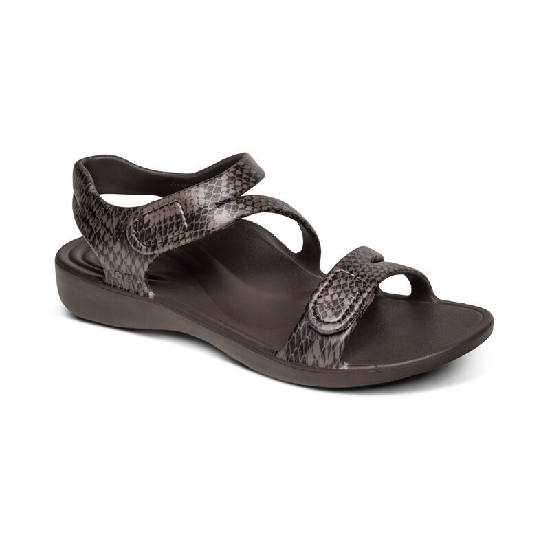 Sandali Aetrex Jillian Sportive Acqua-Friendly Donna Marroni Scuro | TGE586BT