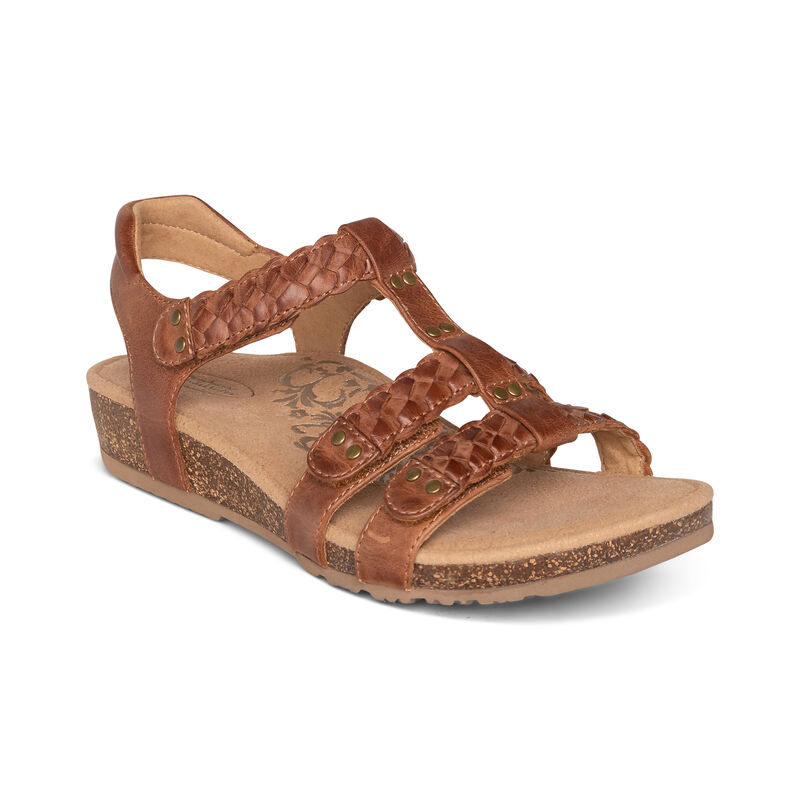 Sandali Aetrex Reese Adjustable Gladiator Donna Marroni Scuro | HYH6060PC