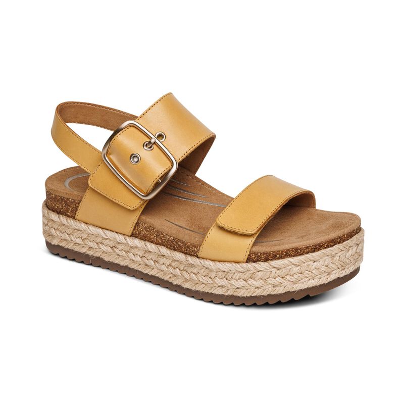 Sandali con Plateau Aetrex Vania Arch Support Donna Gialle | REU733AW