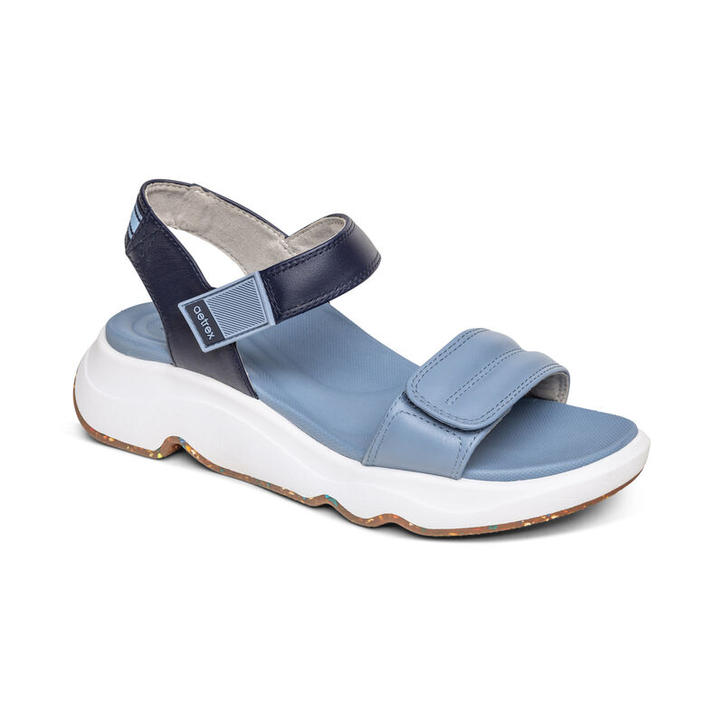 Sandali con Plateau Aetrex Whit Acqua-Friendly Sportive Donna Blu | XKM6840AA