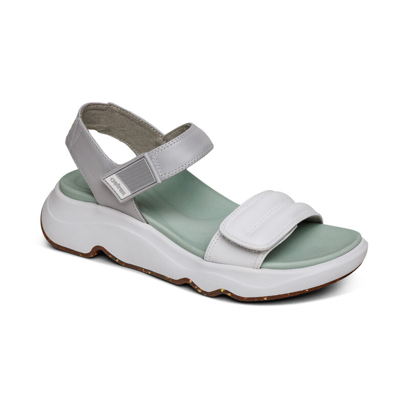 Sandali con Plateau Aetrex Whit Acqua-Friendly Sportive Donna Bianche | ZYZ8540NX