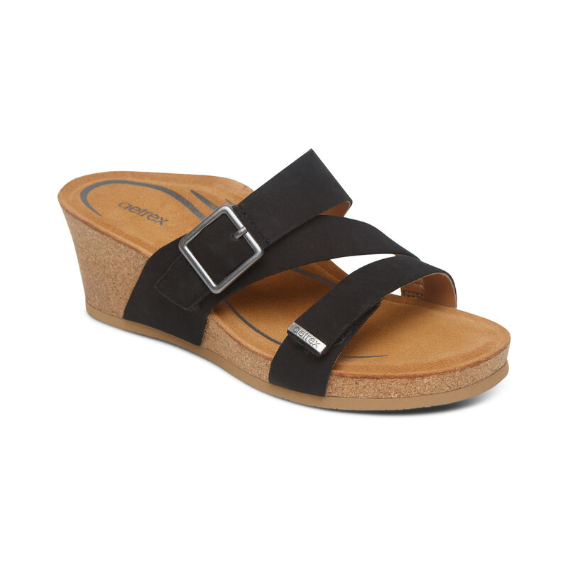 Sandali con Zeppa Aetrex Kimmy Arch Support Donna Nere | DJS7790SW