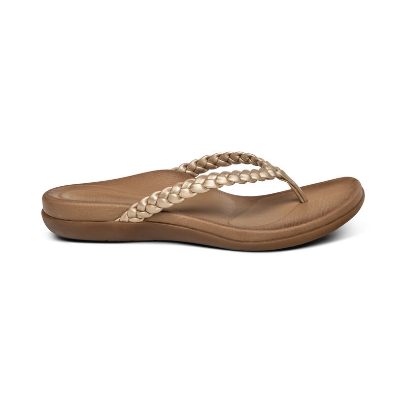 Infradito Aetrex Rachel Acqua-Friendly Perizoma Donna Oro | HER6149XC