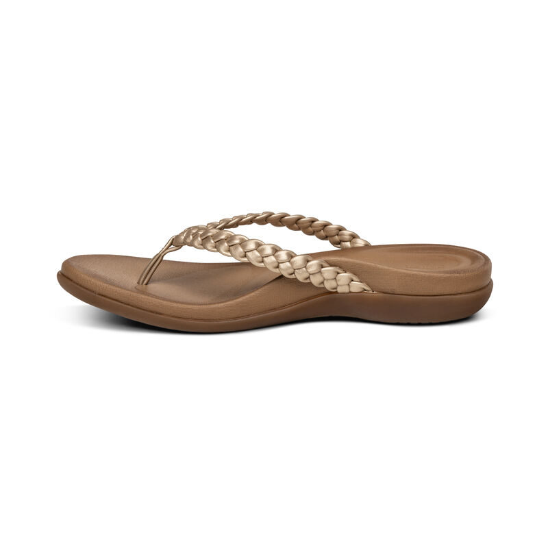 Infradito Aetrex Rachel Acqua-Friendly Perizoma Donna Oro | HER6149XC