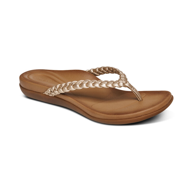 Infradito Aetrex Rachel Acqua-Friendly Perizoma Donna Oro | HER6149XC