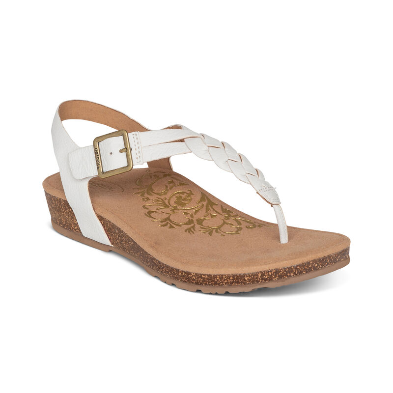 Sandali Aetrex Harper Adjustable Slingback Perizoma Donna Bianche | WWR5215CD