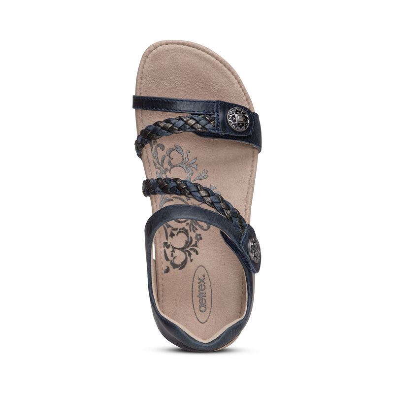 Sandali Aetrex Jillian Braided Quarter Cinturino Donna Blu Marino | WSO4430US