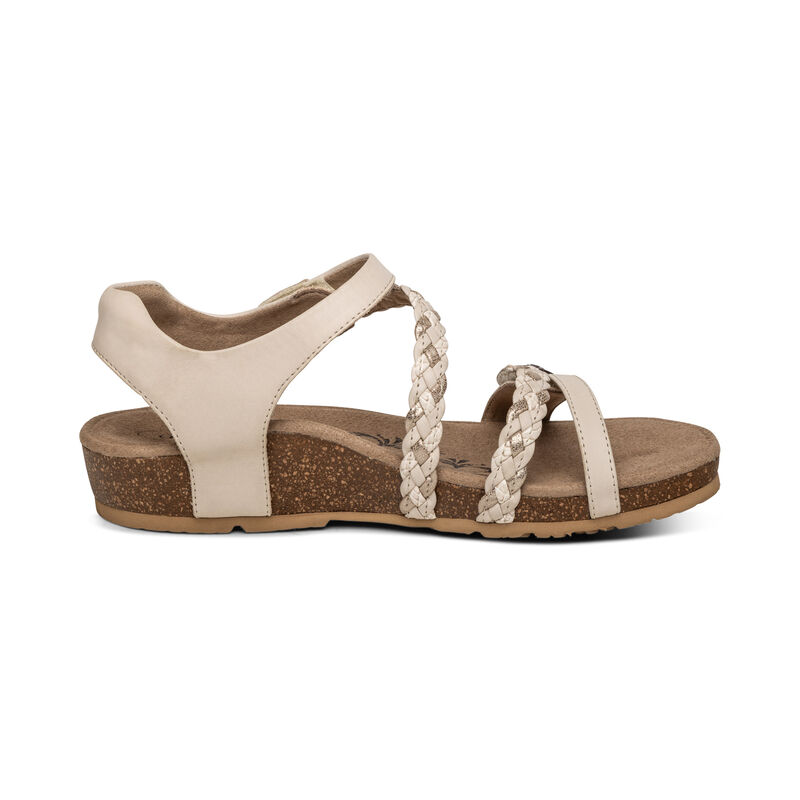 Sandali Aetrex Jillian Braided Quarter Cinturino Donna Crema | YJQ878VX