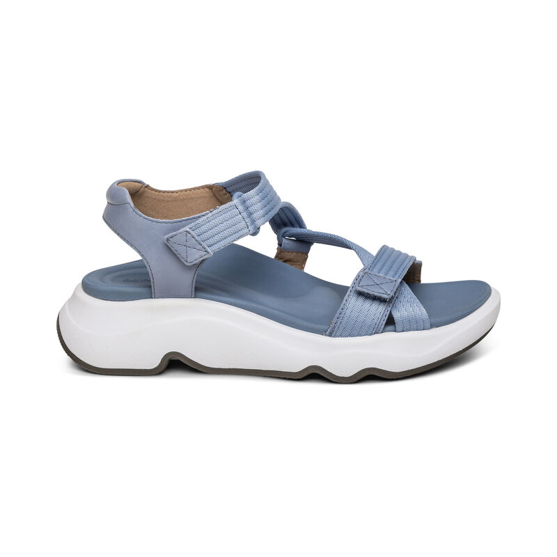 Sandali con Plateau Aetrex Marz Adjustable Sportive Donna Blu | CPV1658DH