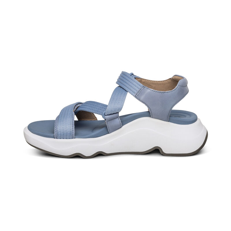 Sandali con Plateau Aetrex Marz Adjustable Sportive Donna Blu | CPV1658DH