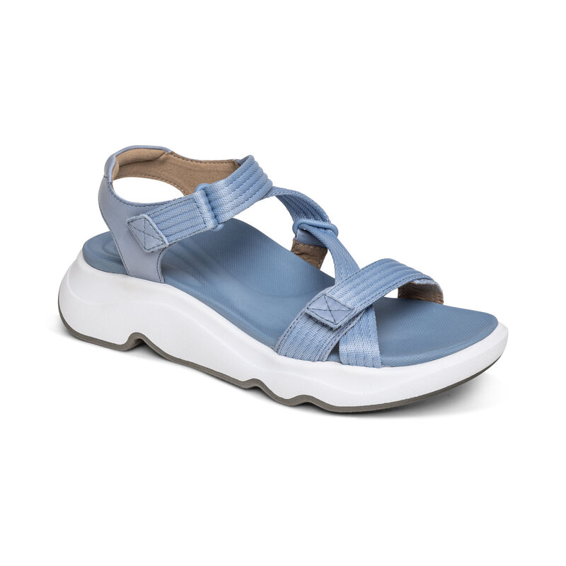 Sandali con Plateau Aetrex Marz Adjustable Sportive Donna Blu | CPV1658DH