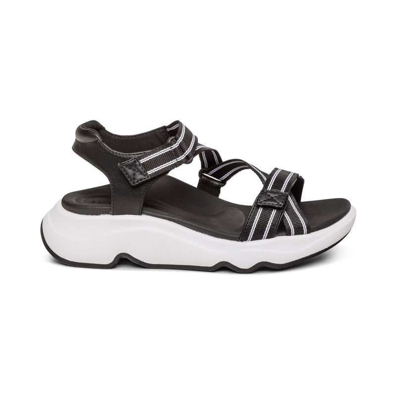 Sandali con Plateau Aetrex Marz Adjustable Sportive Donna Nere | LVY2949FL