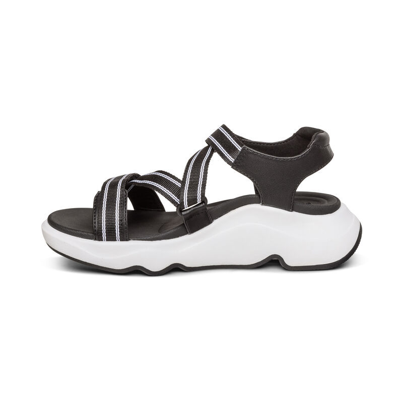 Sandali con Plateau Aetrex Marz Adjustable Sportive Donna Nere | LVY2949FL