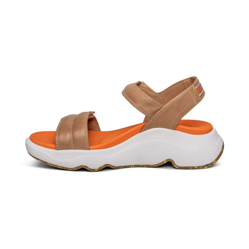 Sandali con Plateau Aetrex Whit Acqua-Friendly Sportive Donna Marroni | DED10053HJ