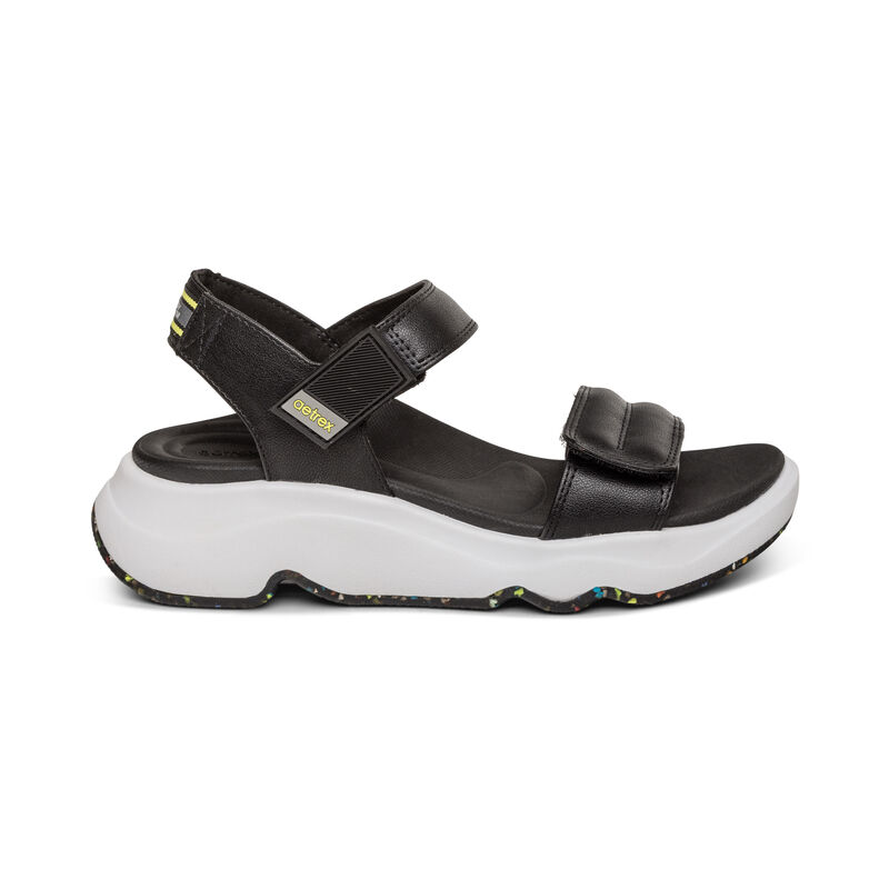 Sandali con Plateau Aetrex Whit Acqua-Friendly Sportive Donna Nere | SPS8894IV