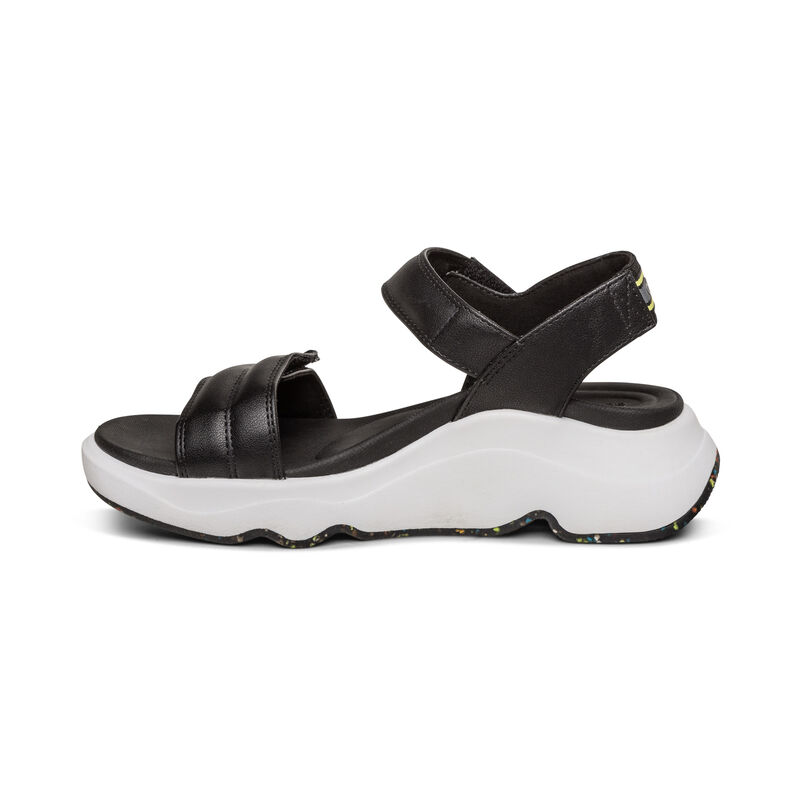 Sandali con Plateau Aetrex Whit Acqua-Friendly Sportive Donna Nere | SPS8894IV