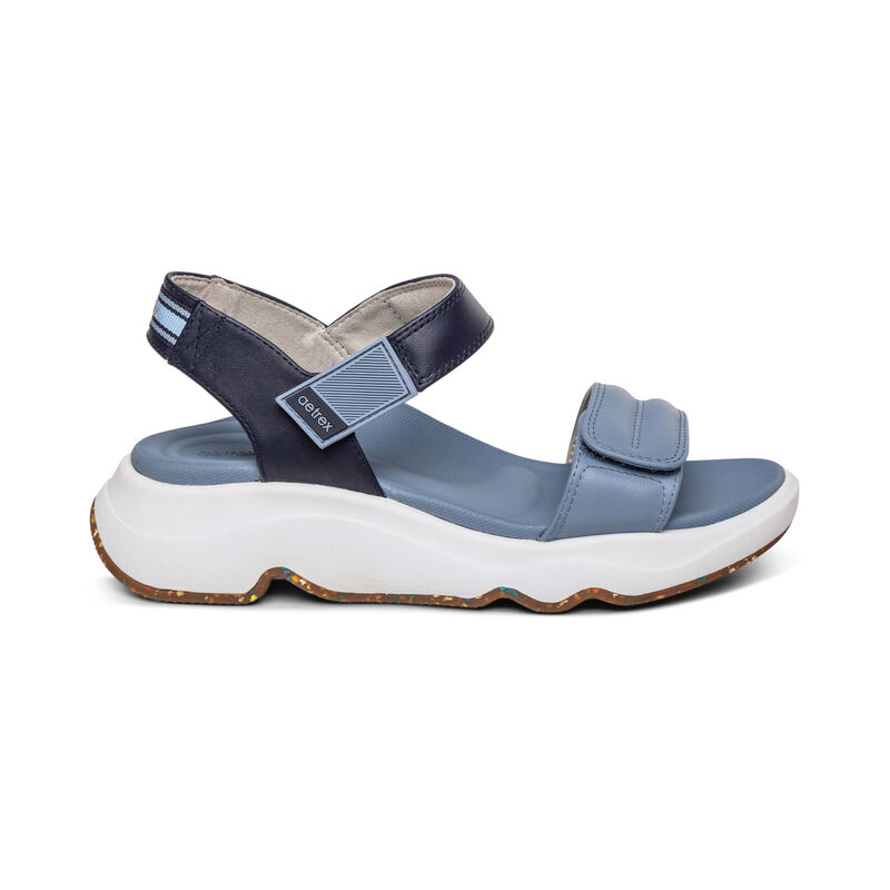 Sandali con Plateau Aetrex Whit Acqua-Friendly Sportive Donna Blu | XKM6840AA