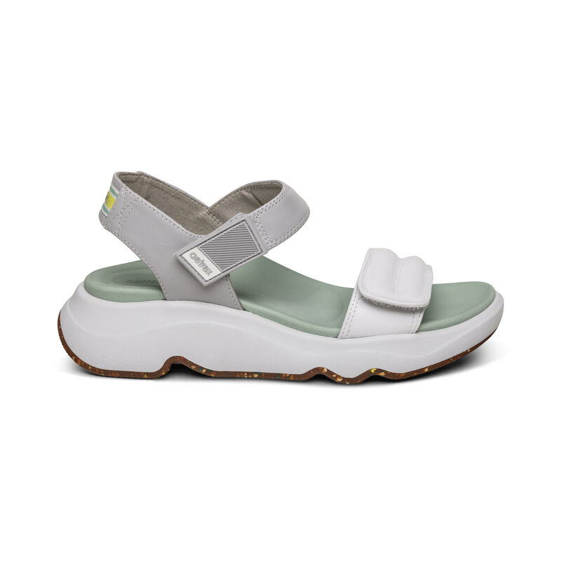 Sandali con Plateau Aetrex Whit Acqua-Friendly Sportive Donna Bianche | ZYZ8540NX