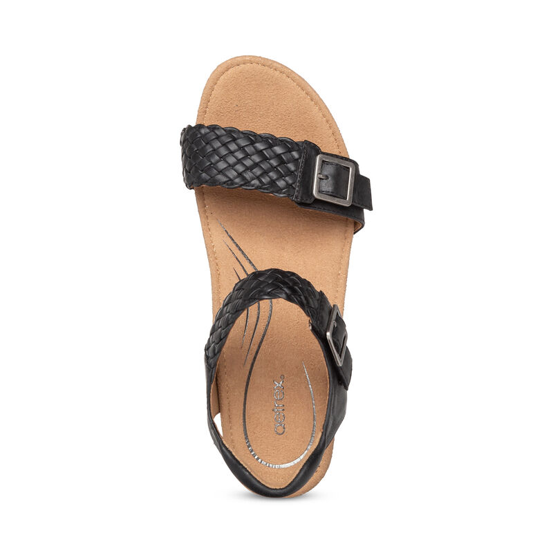 Sandali con Zeppa Aetrex Grace Adjustable Woven Donna Nere | XQY3831IR