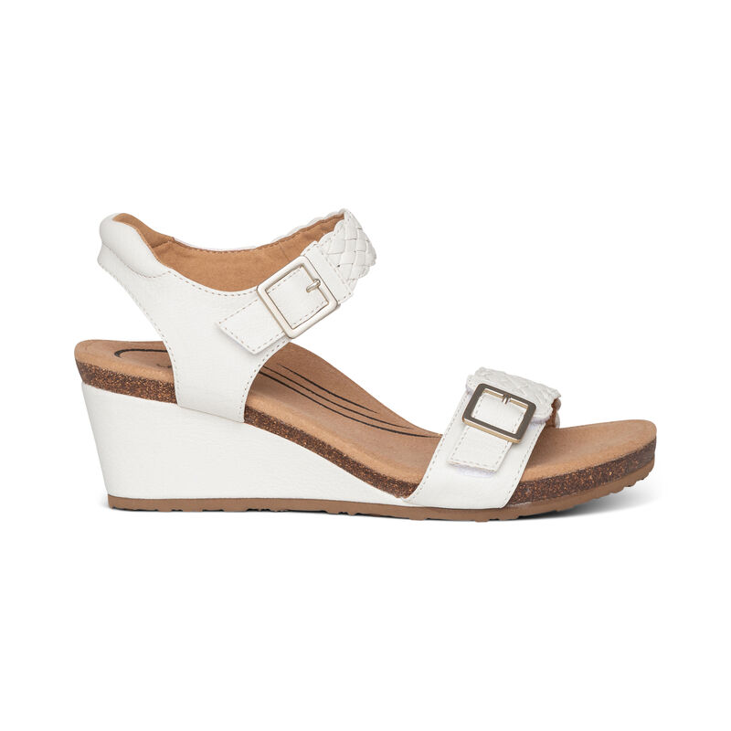 Sandali con Zeppa Aetrex Grace Adjustable Woven Donna Bianche | ZTD8045WZ