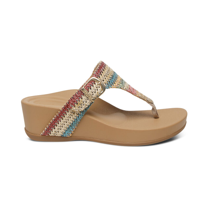 Sandali con Zeppa Aetrex Kate Perizoma Donna Colorate | NAZ5265ZC