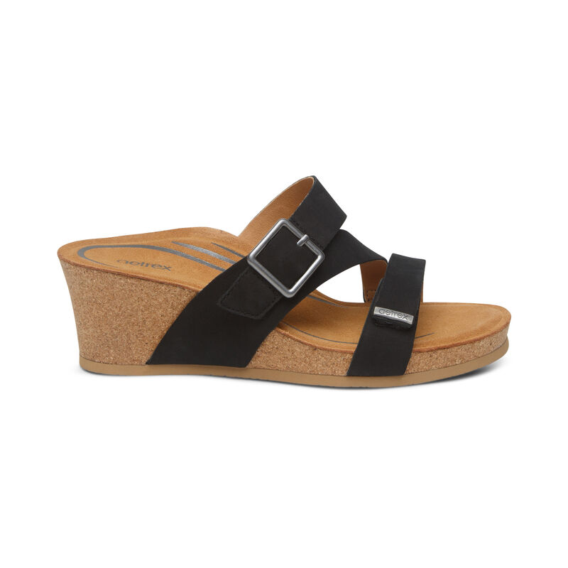 Sandali con Zeppa Aetrex Kimmy Arch Support Donna Nere | DJS7790SW