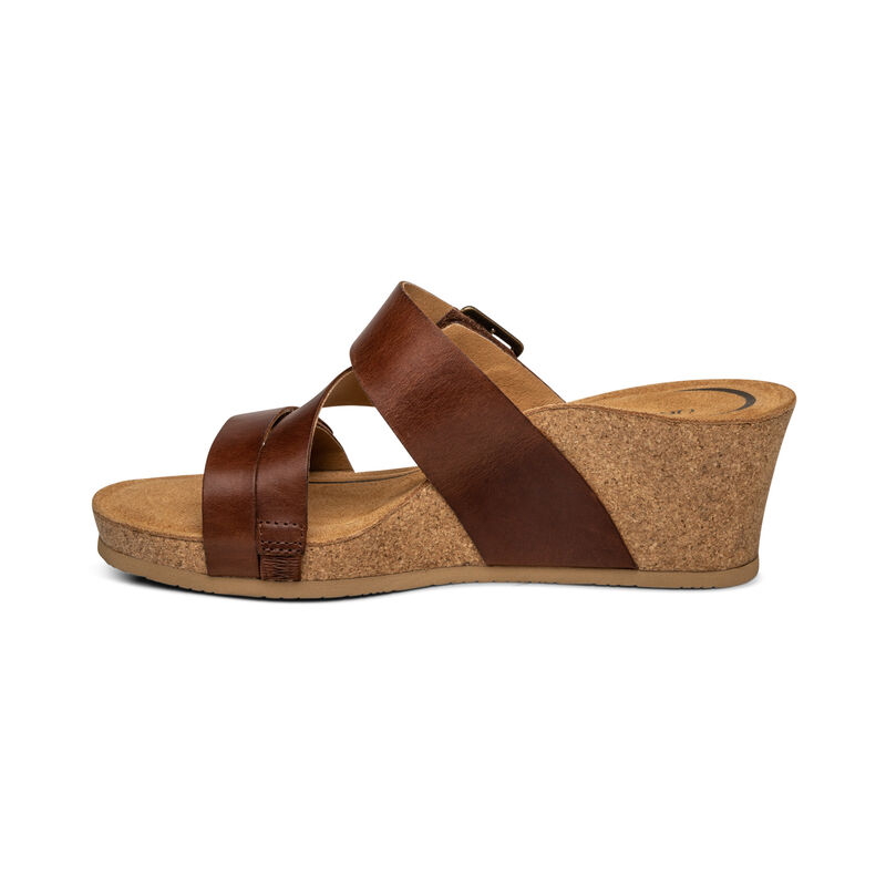 Sandali con Zeppa Aetrex Kimmy Arch Support Donna Marroni Scuro | EHU6913OP