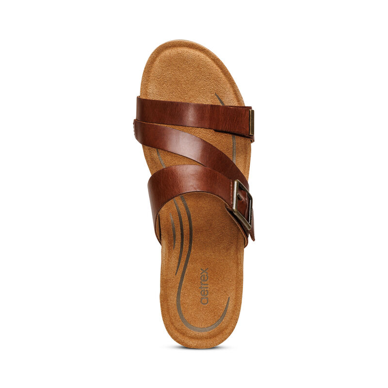 Sandali con Zeppa Aetrex Kimmy Arch Support Donna Marroni Scuro | EHU6913OP