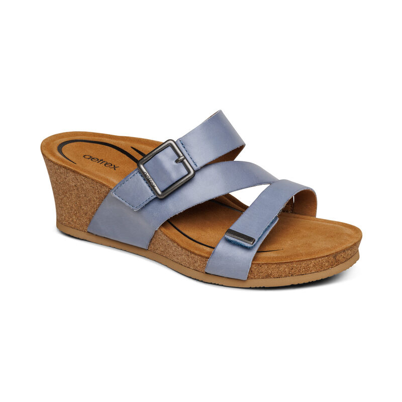 Sandali con Zeppa Aetrex Kimmy Arch Support Donna Blu | MDF19100AA