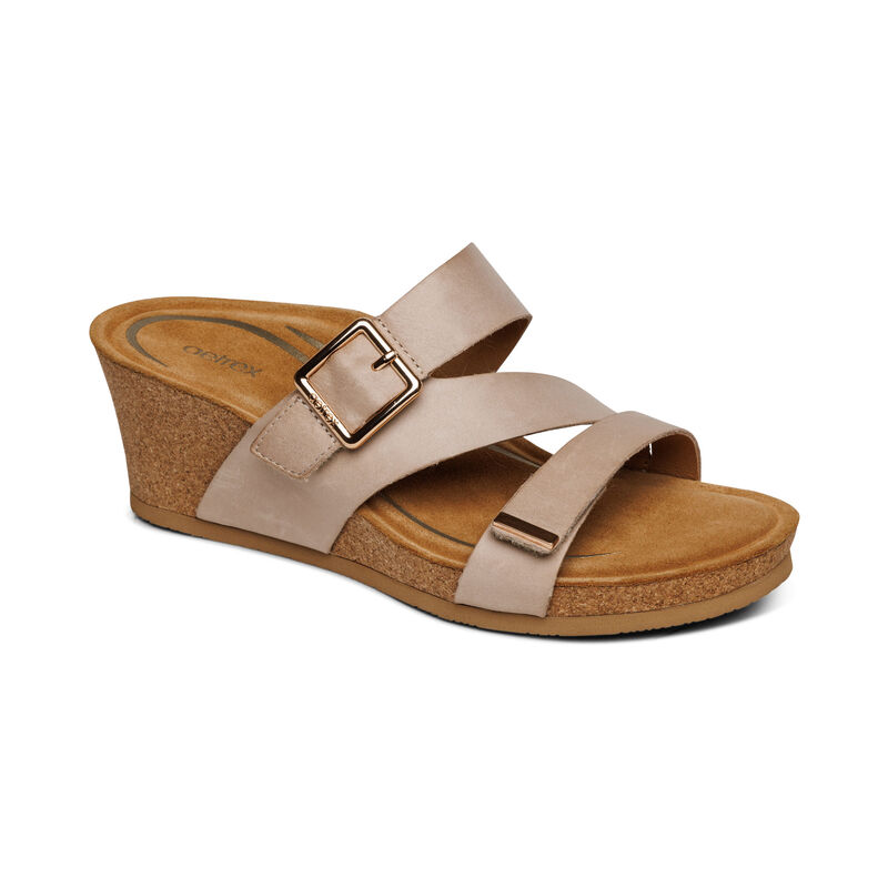 Sandali con Zeppa Aetrex Kimmy Arch Support Donna Beige | PPP1315IC