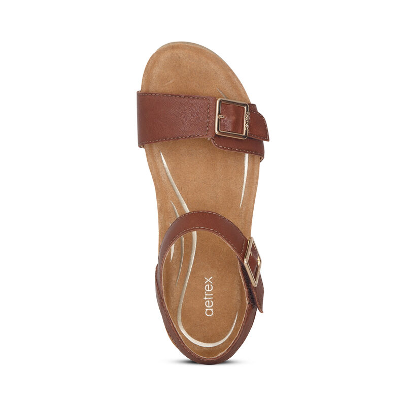 Sandali con Zeppa Aetrex Lexa Quarter Cinturino Donna Marroni Scuro | BPH8037QT