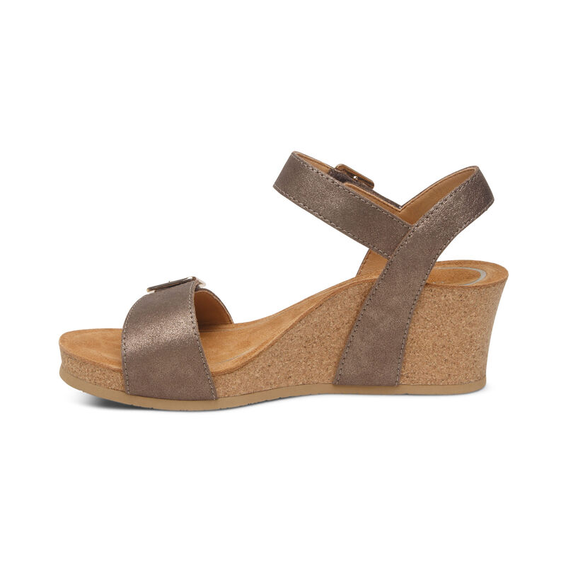 Sandali con Zeppa Aetrex Lexa Quarter Cinturino Donna Oro | CZH7051LI