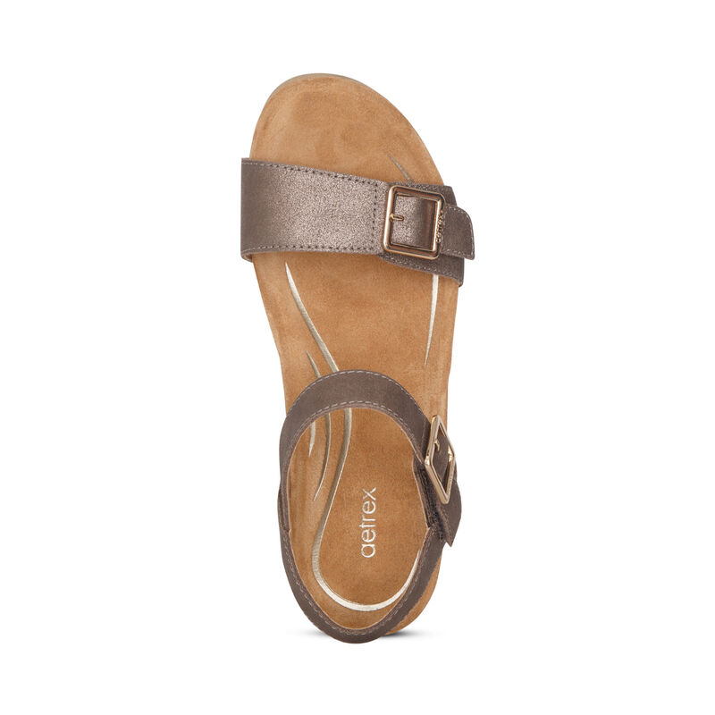 Sandali con Zeppa Aetrex Lexa Quarter Cinturino Donna Oro | CZH7051LI