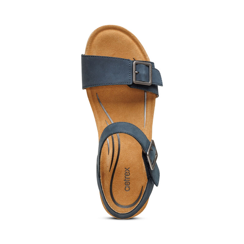 Sandali con Zeppa Aetrex Lexa Quarter Cinturino Donna Blu Marino | DMB898MD