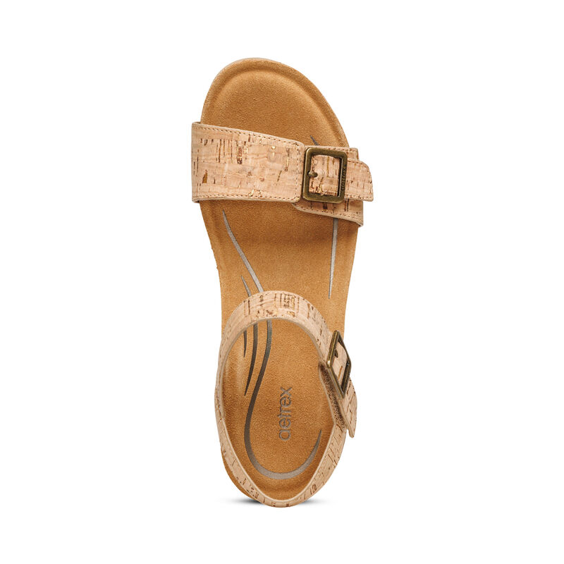 Sandali con Zeppa Aetrex Lexa Quarter Cinturino Donna Marroni | LTA6764MZ