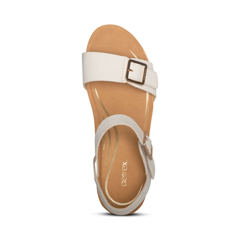 Sandali con Zeppa Aetrex Lexa Quarter Cinturino Donna Bianche | VHD9723HG