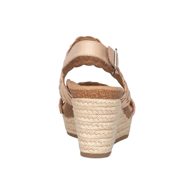 Sandali con Zeppa Aetrex Summer Woven Quarter Cinturino Donna Beige | UXZ1169AI