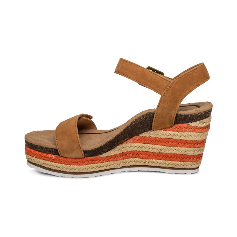 Sandali con Zeppa Aetrex Sydney Quarter Cinturino Espadrillas Donna Marroni | OAH10086EE