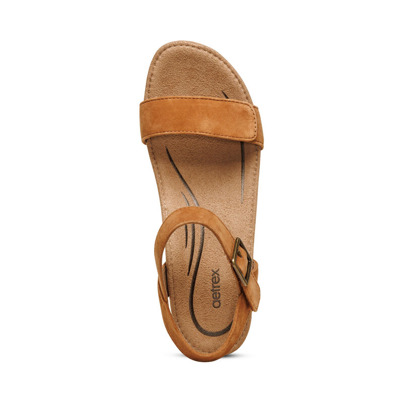 Sandali con Zeppa Aetrex Sydney Quarter Cinturino Espadrillas Donna Marroni | OAH10086EE