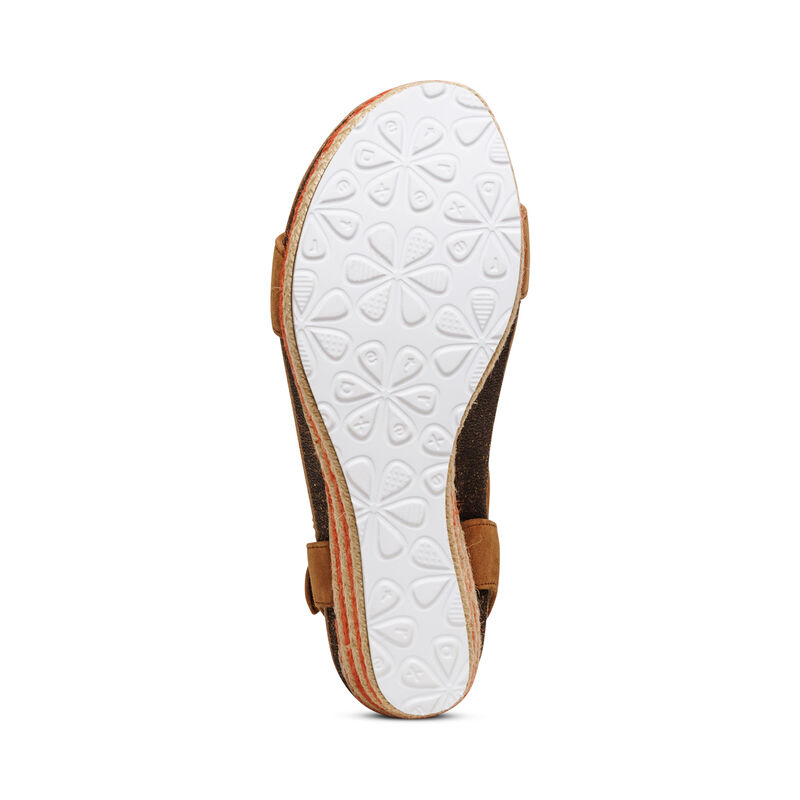 Sandali con Zeppa Aetrex Sydney Quarter Cinturino Espadrillas Donna Marroni | OAH10086EE