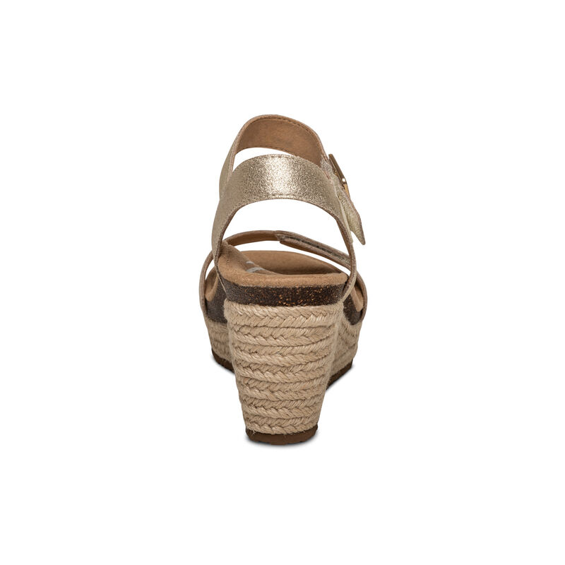 Sandali con Zeppa Aetrex Sydney Quarter Cinturino Espadrillas Donna Oro | QER914HZ