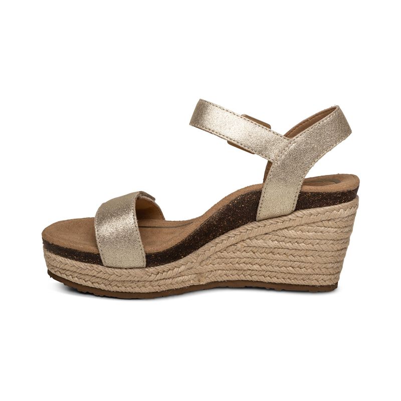 Sandali con Zeppa Aetrex Sydney Quarter Cinturino Espadrillas Donna Oro | QER914HZ