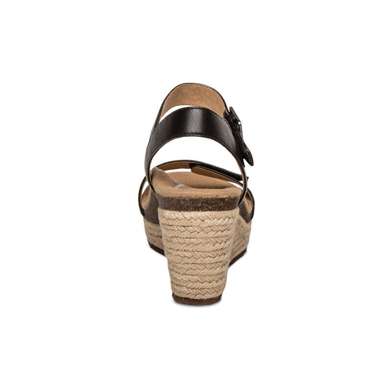 Sandali con Zeppa Aetrex Sydney Quarter Cinturino Espadrillas Donna Nere | RXQ9225HA