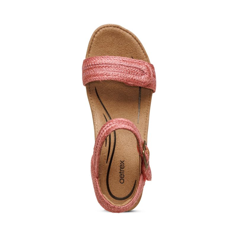 Sandali con Zeppa Aetrex Sydney Quarter Cinturino Espadrillas Donna Rosse | TSQ4435NT