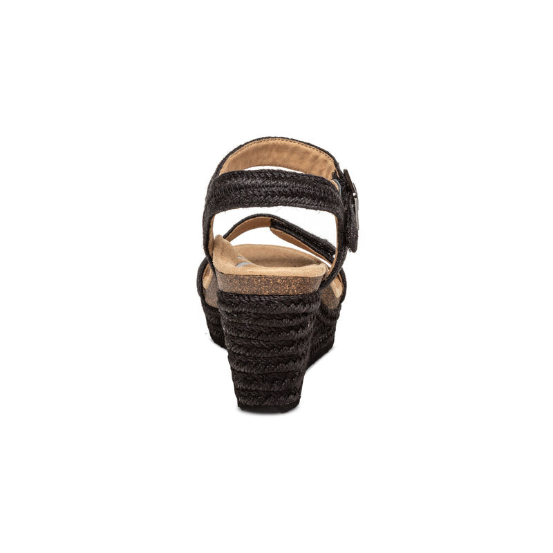 Sandali con Zeppa Aetrex Sydney Quarter Cinturino Espadrillas Donna Nere | VVT3329YL