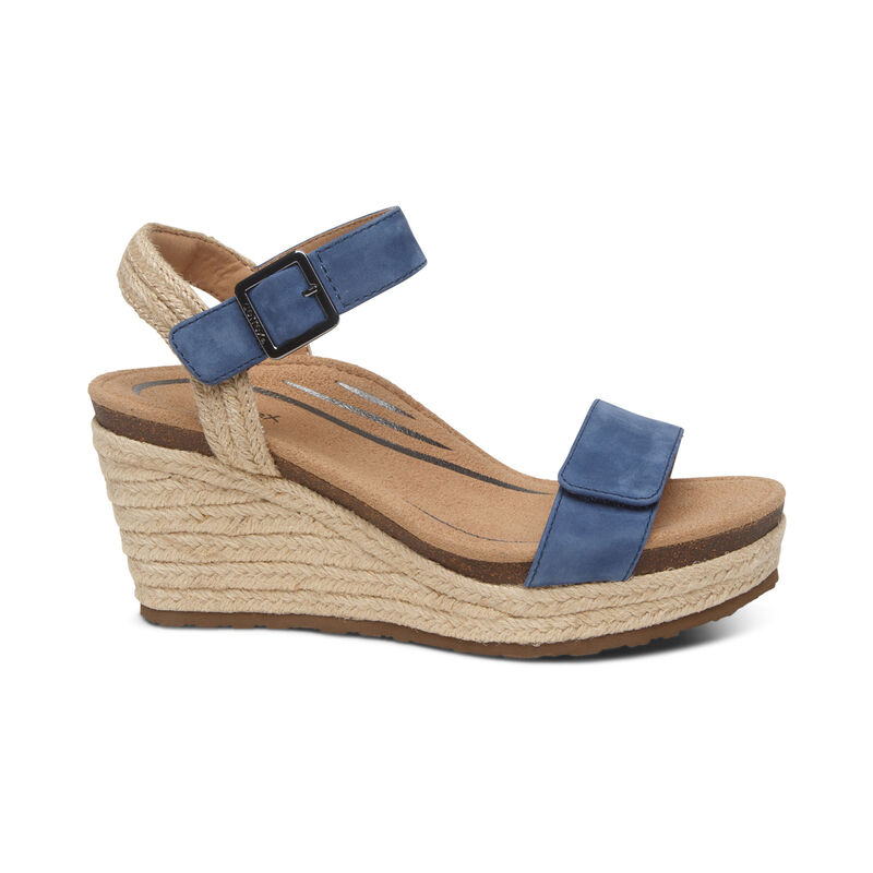 Sandali con Zeppa Aetrex Sydney Quarter Cinturino Espadrillas Donna Blu | YSX8331QD