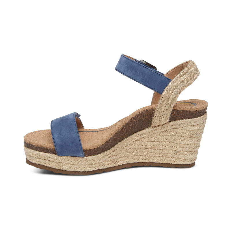 Sandali con Zeppa Aetrex Sydney Quarter Cinturino Espadrillas Donna Blu | YSX8331QD