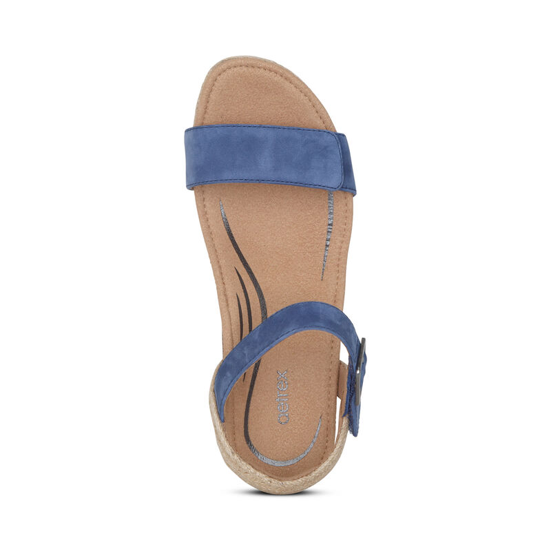 Sandali con Zeppa Aetrex Sydney Quarter Cinturino Espadrillas Donna Blu | YSX8331QD