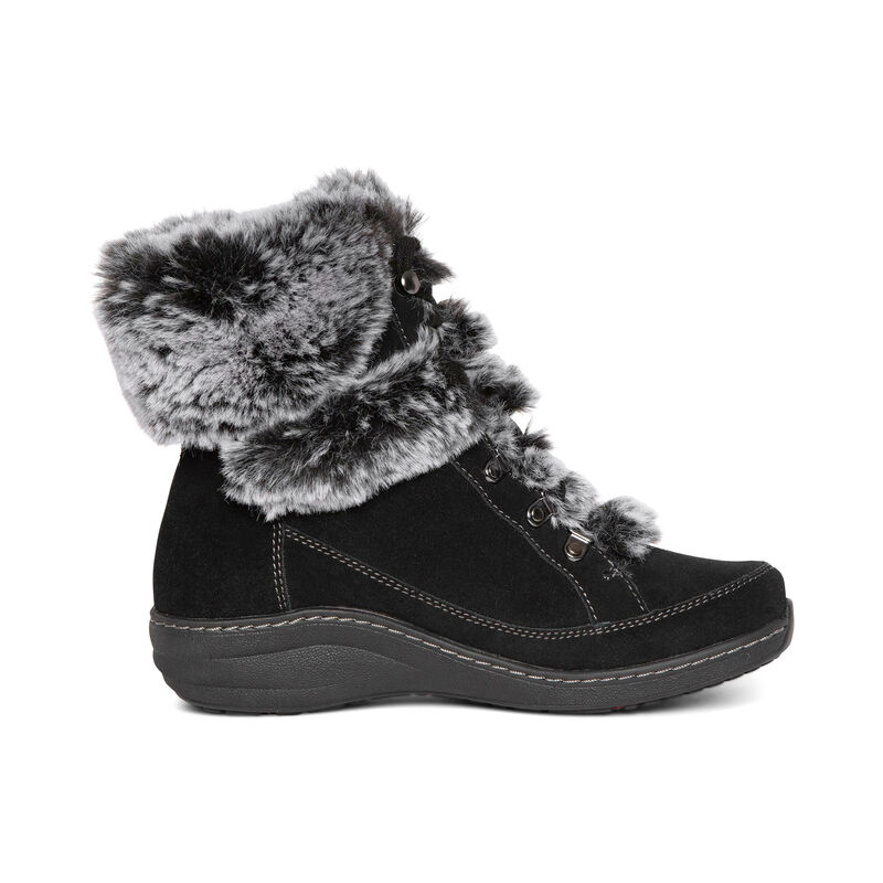 Stivali Invernali Aetrex Fiona Arch Support Impermeabili Invernali Donna Nere | JJD4798XM