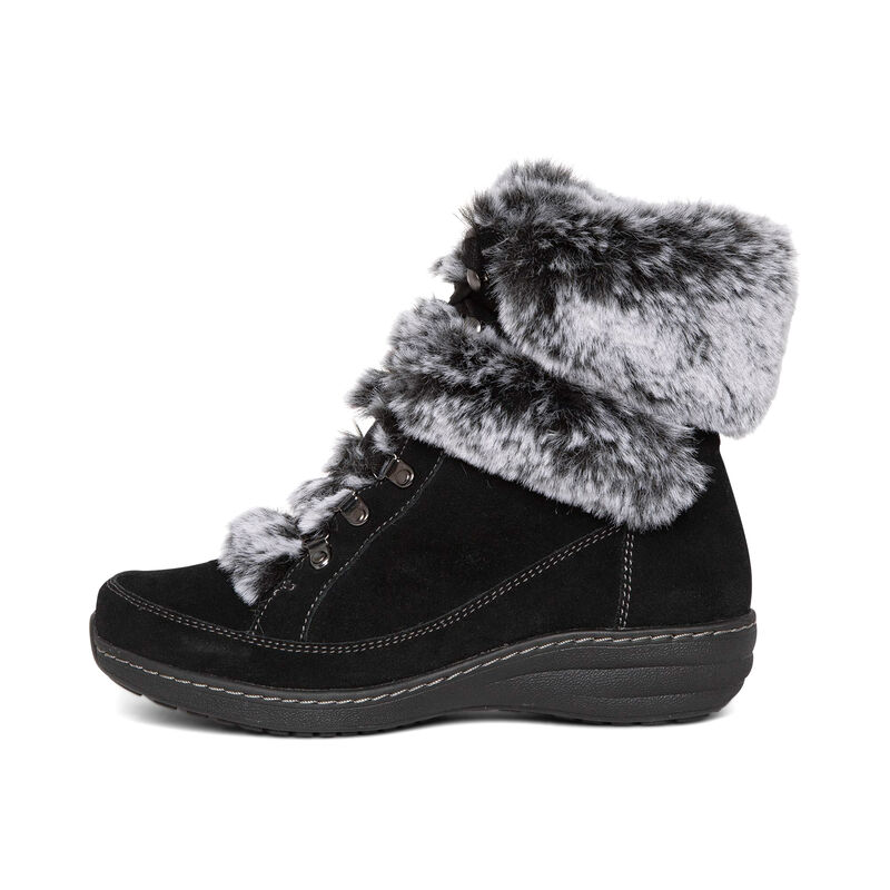 Stivali Invernali Aetrex Fiona Arch Support Impermeabili Invernali Donna Nere | JJD4798XM